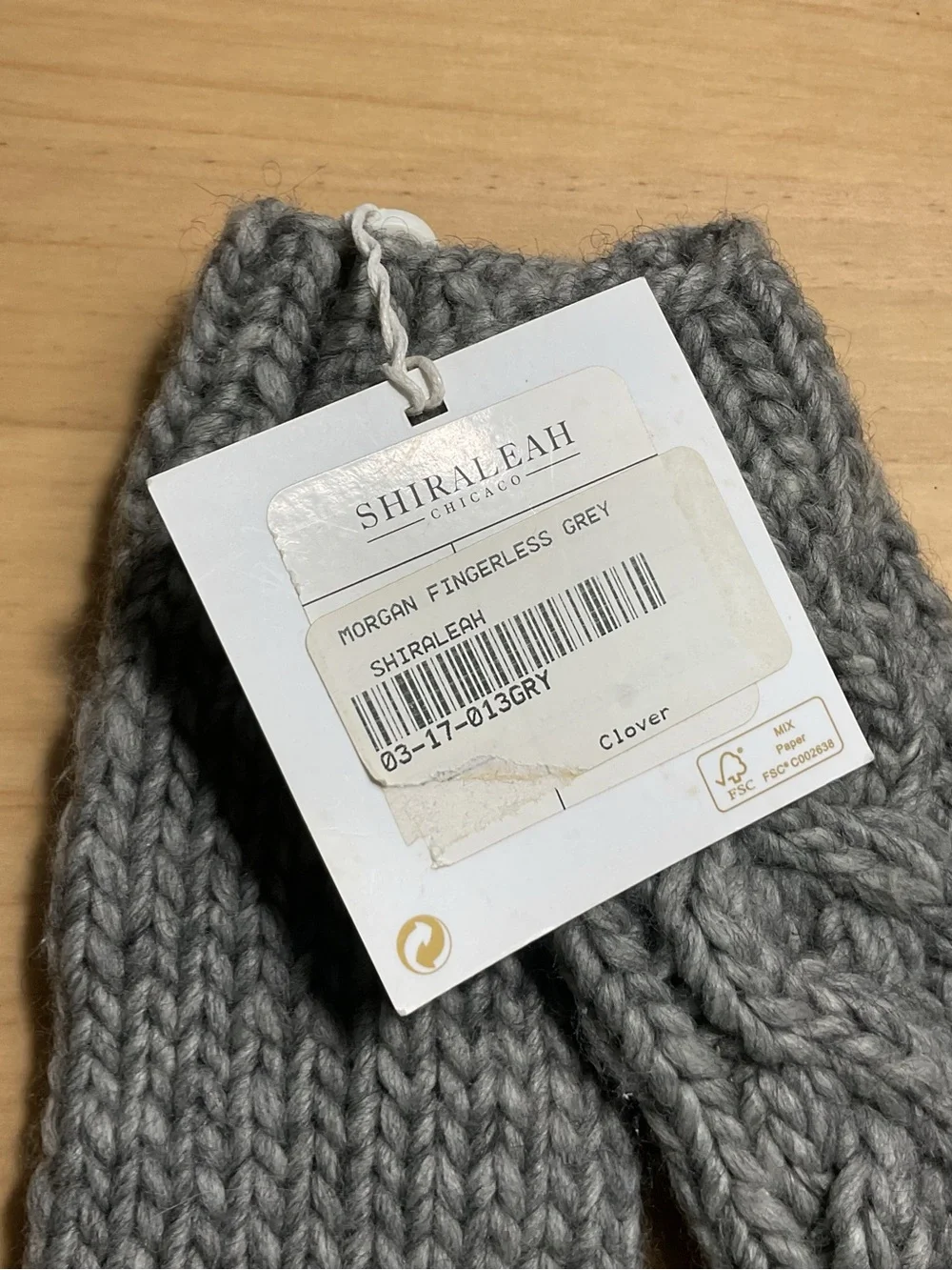 Shiraleah Morgan Fingerless Heather Gray Cable Knit Gloves